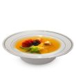 Fineline Settings 512-WH, 12 Oz Silver Splendor White Soup Bowl with Golden Rim, 150/CS