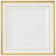 Fineline Settings 5507-BO, 7.25-inch Silver Splendor Square Bone Dessert Plate with Golden Trim, 120/CS