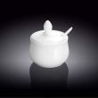 Wilmax WL-996083/A 4 Oz White Porcelain Mustard Pot With Spoon, 72/CS