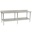 L&J B5SG36120 36x120-inch Stainless Steel Work Table with Backsplash and Galvanized Undershelf