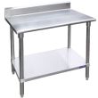 L&J B5SS1424-CB 14x24-inch Stainless Steel Work Table with Backsplash and Cross-Bar