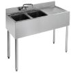 L&J BAR1014-2R, 2-Compartment Bar Sink with Right Drainboard