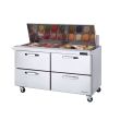 Blue Air BLMT60-D4-HC, 60-inch 4 Drawers Refrigerated Mega Top Sandwich Prep Table, 16.5 Cu. Ft.
