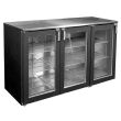 Glastender C1RB60, Black 3 Glass Door Refrigerated Back Bar Storage Cabinet, 120 Volts