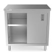 Prepline PC-2436, 24x36-Inch Stainless Steel Enclosed Base Work Table w/ Sliding Doors and Adjustable Shelf, NSF