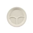 C.A.C. CMP-9, 9.5-Inch White Porcelain 3 Compartment Round Plate, 2 DZ/CS