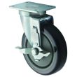 Winco CT-23B, Universal Casters, 2.38x3.63-Inch Plate, 5-Inch Wheel, with Brake, 2-Piece Set