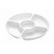 Fineline Settings D12050.WH, 12-inch 5-Compartment Platter Pleasers White Polystyrene Tray, 25/CS