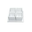 C.A.C. DT-SQ4, 5-Inch Porcelain Gourmet Square Tray and Four-Bowl Set, 10Set/Cs
