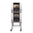 Moffat E23D3-2C, Turbofan Double Deck Half Size Digital Convection Oven with Steam Injection and Stainless Steel Stand with Casters, 220-240V, 6 kW
