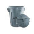 Libman 1464, 32 Gal Gray Round Trash Can with Lid Combo