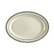 C.A.C. GS-12, 10.38-Inch Stoneware Greenbrier Oval Platter with Green Band, 2 DZ/CS