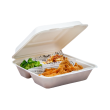 Dart HC9SC3PF, 9x9x3-Inch 3-Compartment PFAS-Free Compostable Hinged Container, 200/CS