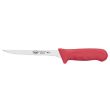 Winco KWP-61R, 6-Inch Stal High Carbon Steel Stiff Straight Boning Knife, Polypropylene Handle, Red, NSF