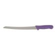 Winco KWP-91P, 9.5-Inch Stainless Steel Curved Bread Knife, Purple Handle, NSF