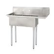 L&J LJ1216-3R, 12x16-Inch 3-Compartment Stainless Steel Sink with Right Drainboard