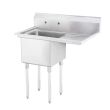 L&J LJ1416-1R 14x16-inch Stainless Steel 1-Compartment Sink with Right Drainboard