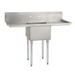 L&J LJ1416-1RL 14x16-inch Stainless Steel 1-Compartment Sink with Both-Side Drainboard