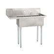 L&J LJ1515-3L, 15x15-Inch 3-Compartment Stainless Steel Sink with Left Drainboard