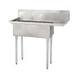 L&J LJ1515-3R, 15x15-Inch 3-Compartment Stainless Steel Sink with Right Drainboard
