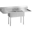 L&J LJ1824-2RL 18x24-inch Stainless Steel 2-Compartment Sink with Both-Side Drainboard