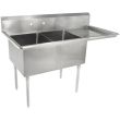 L&J LJ2020-2R 20x20-inch Stainless Steel 2-Compartment Sink with Right Drainboard
