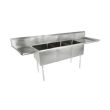 L&J LJ2020-3RL 20x20-inch Stainless Steel 3-Compartment Sink with Both-Side Drainboards