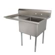 L&J LJ2424-1L 24x24-inch Stainless Steel 1-Compartment Sink with Left Drainboard