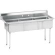 L&J LJ2424-3 24x24-inch Stainless Steel 3-Compartment Sink