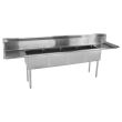 L&J LJ2424-4RL 24x24-inch Stainless Steel 3-Compartment Sink with Both-Side Drainboards