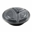 SafePro MC348B 39 Oz Round  3-Compartment Microwavable Containers Combo, Black Bottom, 150/CS