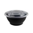 SafePro NB32B, 32-38 Oz Black Round Microwavable Noodle Bowl with Lid, 150/CS