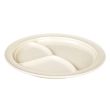 Thunder Group NS703T 10.25 Inch Western Nustone Tan Melamine Round Beige 3 Compartment Plate, DZ