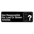 Thunder Group PLIS9326BK, 9x3-inch 'Not Responsible For Lost' Information Sign