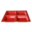 Thunder Group PS5104RD 60 Oz 13 1/2 x 1 3/8 Inch Deep Western Passion Red Melamine Square 4 Compartment Tray, EA