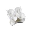 C.A.C. PTB-11SET, 8.75-Inch Porcelain Condiment Set with 5 Cups 4 Oz (x5), 5 Spoons and Tray, 12-Set/CS
