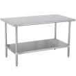 Prepline PWTG-3648, 36x48-inch Stainless Steel Worktable with Galvanized Undershelf