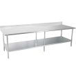 Prepline PWTG-2496-4BS, 24x96-inch Stainless Steel Worktable with Undershelf & 4-inch Backsplash