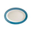 C.A.C. R-51-BLU, 15.5-Inch Stoneware Blue Oval Platter with Rolled Edge, DZ