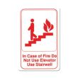 Winco SGN-683W, 6x9-inch 'In Case of Fire Do Not Use Elevator Use Stairwell' Information Sign