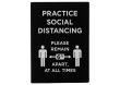 Winco SGN-806 11.5x8.5-inch "Practice Social Distancing" Black Stanchion Frame Sign