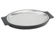 Winco SIZ-11ST, 11 x 8-Inch Sizzle Platter Set, Oval, Stainless Steel with Bakelite Underliner, 2 Handles