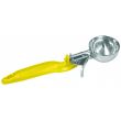 Thunder Group SLDS020L, 1.6-Ounce Stainless Steel Lever Disher, Size 20, Coated Handle, Yellow