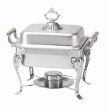 Thunder Group SLRCF0825, 4-Quart Stainless Steel Rectangular Half Size Deluxe Chafer with Wood Handle