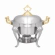 Thunder Group SLRCF8633, 5-Quart Stainless Steel Half Size Round Deluxe Chafer with Brass Handle
