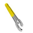 Thunder Group SLTG810Y, 10-Inch 1-Piece Stainless Steel Utility Tong, Scallop Grip, Coated Handle, Yellow