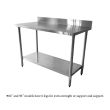 Thunder Group SLWT43048F4, 30x48-Inch Stainless Steel Flat Top Worktable with 4-Inch Backsplash