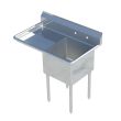 Sapphire SMS-2424L, 24x24-Inch 1-Compartment Stainless Steel Sink with Left Drainboard