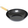 Thunder Group TF001, 12x3-inch Carbon Steel Non-Stick Coating Wok with 7.25-inch Wooden Handle, EA