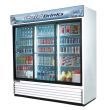 Turbo Air TGM-69R-N Refrigerator 3 Doors Sliding Glass Merchandiser, White Cabinet w/ Black Framed Doors